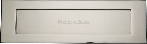 Click Here To Enlarge This Photo Of V850 406-PNF Heritage Brass Letterplate 16" x 5" Polished Nickel Finish
