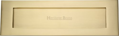 Click Here To Enlarge This Photo Of V850 406-SB Heritage Brass Letterplate 16" x 5" Satin Brass Finish
