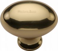 C114 32-PB Heritage Brass Cabinet Knob Victorian Oval Design 32mm Polished Brass Finish