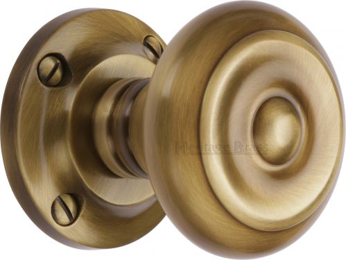 Click Here To Enlarge This Photo Of V872-AT Heritage Brass Mortice Knob on Rose Aylesbury Design Antique Brass Finish