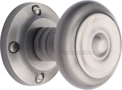 Click Here To Enlarge This Photo Of V872-SC Heritage Brass Mortice Knob on Rose Aylesbury Design Satin Chrome Finish