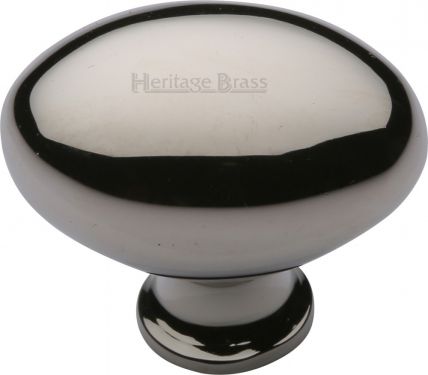 Click Here To Enlarge This Photo Of C114 32-PNF Heritage Brass Cabinet Knob Victorian Oval Design 32mm Polished Nickel Finish