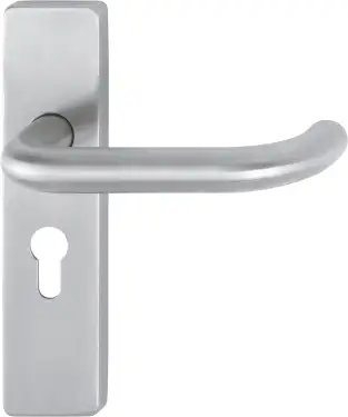 Click Here To Enlarge This Photo Of E138F/202K-A4 (AR361/13) Hoppe Euro Profile Levers 47.6mm Centres on Plate - Satin Stainless Steel (87100966)