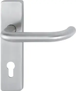 Click Here To Enlarge This Photo Of E138F/202K-A4 (AR361/13-72) Hoppe Euro Profile Levers 72mm Centres on Plate - Satin Stainless Steel (87100968)