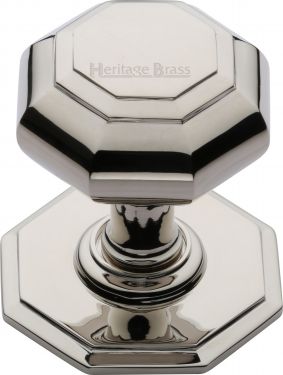 Click Here To Enlarge This Photo Of V890-PNF Heritage Brass Octagon Centre Door Knob 3" Polished Nickel Finish