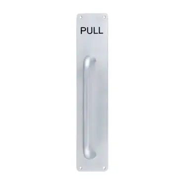 Click Here To Enlarge This Photo Of AR205/225FF-P-PULL Hoppe 19mm Dia x 225mm (375mm Plate) Pull Handle on Plate engraved 'PULL' - Satin Anodised Aluminium