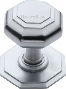 Click Here To Enlarge This Photo Of V890-SC Heritage Brass Octagon Centre Door Knob 3" Satin Chrome Finish