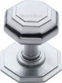 V890-SC Heritage Brass Octagon Centre Door Knob 3" Satin Chrome Finish