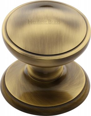 Click Here To Enlarge This Photo Of V900-AT Heritage Brass Round Centre Door Knob 3" Antique Brass Finish