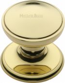 V900-PB Heritage Brass Round Centre Door Knob 3" Polished Brass Finish