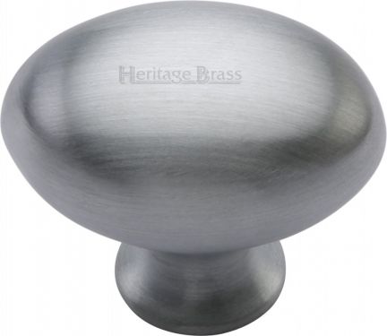 Click Here To Enlarge This Photo Of C114 32-SC Heritage Brass Cabinet Knob Victorian Oval Design 32mm Satin Chrome Finish