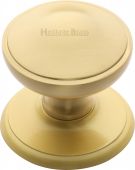 V900-SB Heritage Brass Round Centre Door Knob 3" Satin Brass Finish