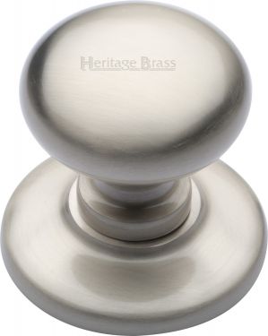Click Here To Enlarge This Photo Of V901-SN Heritage Brass Centre Door Knob Round Design 3" Satin Nickel Finish