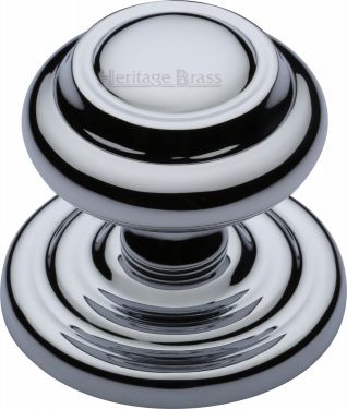 Click Here To Enlarge This Photo Of V905-PC Heritage Brass Centre Door Knob Round Design 3 ½" Polished Chrome Finish