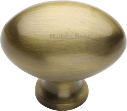 Click Here To Enlarge This Photo Of C114 38-AT Heritage Brass Cabinet Knob Victorian Oval Design 38mm Antique Brass Finish
