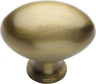 C114 38-AT Heritage Brass Cabinet Knob Victorian Oval Design 38mm Antique Brass Finish