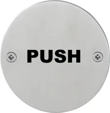 Click Here To Enlarge This Photo Of AR308-PUSH Hoppe 76mm "Push" Sign - Satin Stainless Steel (605200)