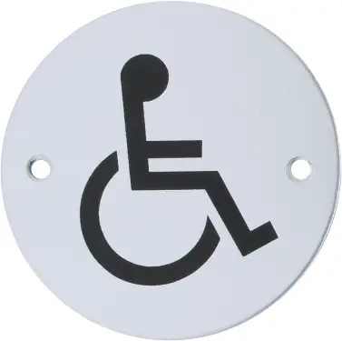 Click Here To Enlarge This Photo Of AR903D-SAA Hoppe 76mm Circular Disabled Sign - Satin Anodised Aluminium (8511305)