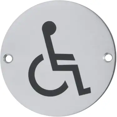 Click Here To Enlarge This Photo Of AR903D-SSS Hoppe 76mm Circular Disabled Sign - Satin Stainless Steel (8511312)