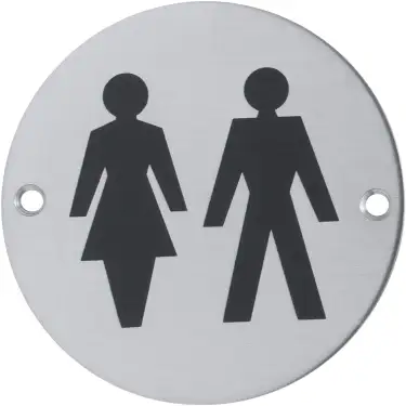 Click Here To Enlarge This Photo Of AR903U-SSS Hoppe 76mm Circular Unisex Sign - Satin Stainless Steel (87100985)