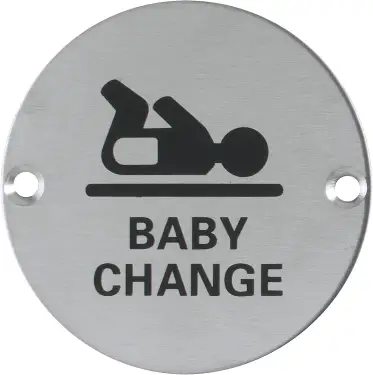 Click Here To Enlarge This Photo Of AR913-SSS Hoppe 76mm Circular Baby Change Symbol - Satin Stainless Steel (87105708)
