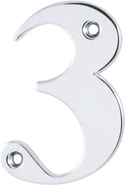 Click Here To Enlarge This Photo Of AR740-3-PCH Hoppe Face Fix Numeral 3 - Polished Chrome (87143624)