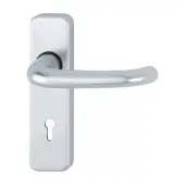 173/266U-EP Hoppe Strasbourg Standard Key Lock Levers on Plate - Aluminium (3413521)