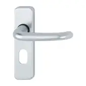 173/266U-OZ Hoppe Strasbourg Oval Profile Lock Levers on Plate - Aluminium (3413556)