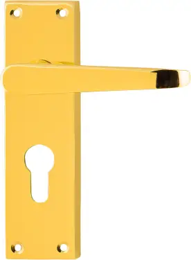 Click Here To Enlarge This Photo Of AR5000/13 Hoppe Victorian Straight Euro Profile Lock Levers on Plate - Polished Brass (87115923)
