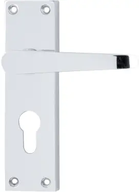 Click Here To Enlarge This Photo Of AR5000/13 Hoppe Victorian Straight Euro Profile Lock Levers on Plate - Polished Chrome (87115958)