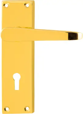 Click Here To Enlarge This Photo Of AR5000/12 Hoppe Victorian Straight Standard Key Lock Levers on Plate - Polished Brass (87115916)