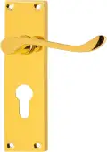 AR5001/13 Hoppe Victorian Scroll Euro Profile Lock Levers on Plate - Polished Brass (87116028)