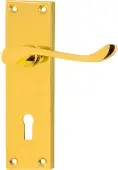 AR5001/12 Hoppe Victorian Scroll Lock Levers on Plate - Polished Brass (87116021)