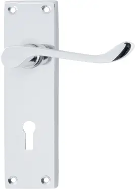 Click Here To Enlarge This Photo Of AR5001/12 Hoppe Victorian Scroll Lock Levers on Plate - Polished Chrome (87116056)