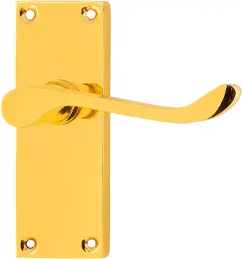 Click Here To Enlarge This Photo Of AR5001/11 Hoppe Victorian Scroll Latch Levers on Plate - Polished Brass (87116014)