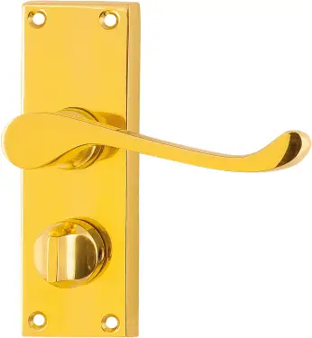 Click Here To Enlarge This Photo Of AR5001/16 Hoppe Victorian Scroll Privacy Levers on Plate - Polished Brass (87116042)
