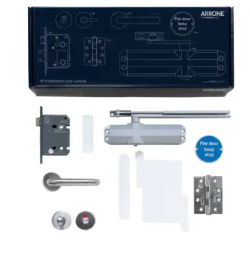 Click Here To Enlarge This Photo Of AR-FD/KIT B Hoppe Arrone Complete Fire Door Kit for FD30 Bathroom Door - (50012952)