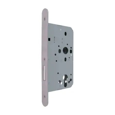 Click Here To Enlarge This Photo Of AR8102-R-60-SSS Hoppe Euro Profile DIN Deadlock Radius Forend 60mm Backset - Satin Stainless Steel (87134350)