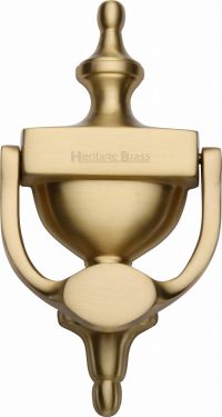 Click Here To Enlarge This Photo Of V910 195-SB Heritage Brass Urn Knocker 7 ¼" Satin Brass Finish