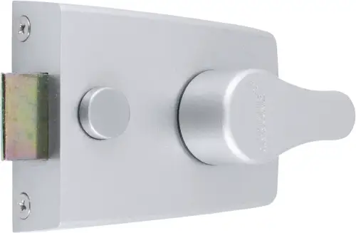 Click Here To Enlarge This Photo Of AR840-SC-SC Hoppe 60mm Standard Deadlocking Nightlatch - Satin Chrome Case c/w Cylinder (87108522)