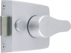 AR845-SE-SC Hoppe 40mm Narrow Style Deadlocking Nightlatch - Silver Case c/w Satin Chrome Cylinder (87108525)