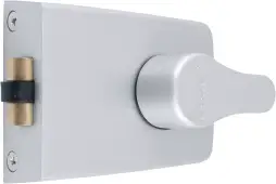 AR850-SE-SC Hoppe 60mm Standard Roller Bolt Deadlocking Nightlatch - Silver Case c/w Satin Chrome Cylinder (87108530)