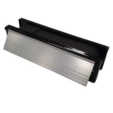Click Here To Enlarge This Photo Of AFTLBFX/30SAA Astroflame FX Telescopic Intumescent Letter Box (30min) 10 inch Satin Anodised Aluminium (ABS Plastic Black Frame)