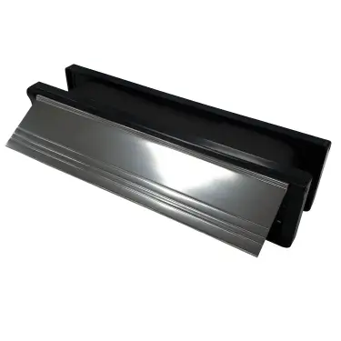Click Here To Enlarge This Photo Of AFTLBFX/30PA Astroflame FX Telescopic Intumescent Letter Box (30min) 10 inch Polished Silver (ABS Plastic Black Frame)