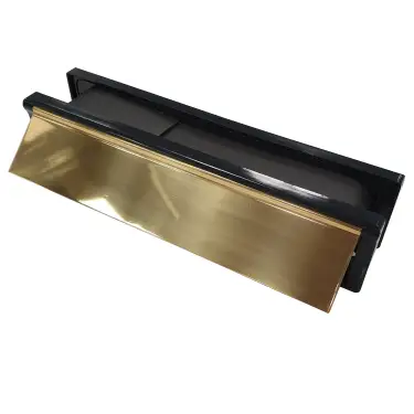 Click Here To Enlarge This Photo Of AFTLBFXC/30PB Astroflame FX Telescopic Intumescent Letter Box (30min) 12 inch Solid Brass (ABS Plastic Black Frame)