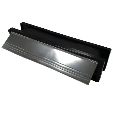 Click Here To Enlarge This Photo Of AFTLBFXC/30PA Astroflame FX Telescopic Intumescent Letter Box (30min) 12 inch Polished Silver (ABS Plastic Black Frame)
