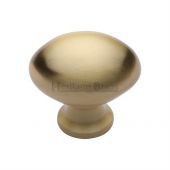 C114 38-SB Heritage Brass Cabinet Knob Victorian Oval Design 38mm Satin Brass Finish