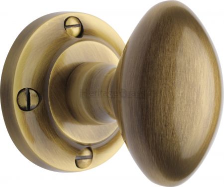 Click Here To Enlarge This Photo Of V960-AT Heritage Brass Mortice Knob on Rose Suffolk Design Antique Brass Finish