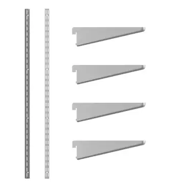 Click Here To Enlarge This Photo Of KTSK08/63 Rothley Twin Slot Shelving Kit in Krome 220mm Brackets (x4) & 1600mm Uprights (x2)