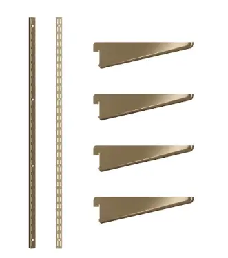 Click Here To Enlarge This Photo Of KTSAB12/48 Rothley Twin Slot Shelving Kit In Antique Brass 320mm Brackets (x4) & 1220mm Uprights (x2)